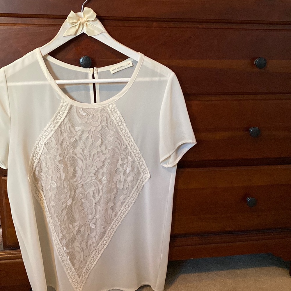 Ivory lace tee
